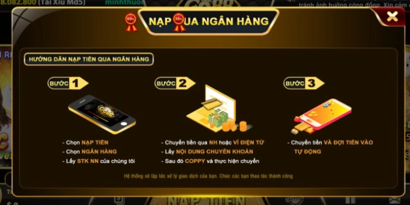 Dùng ngân hàng hỗ trợ cho việc nạp tiền